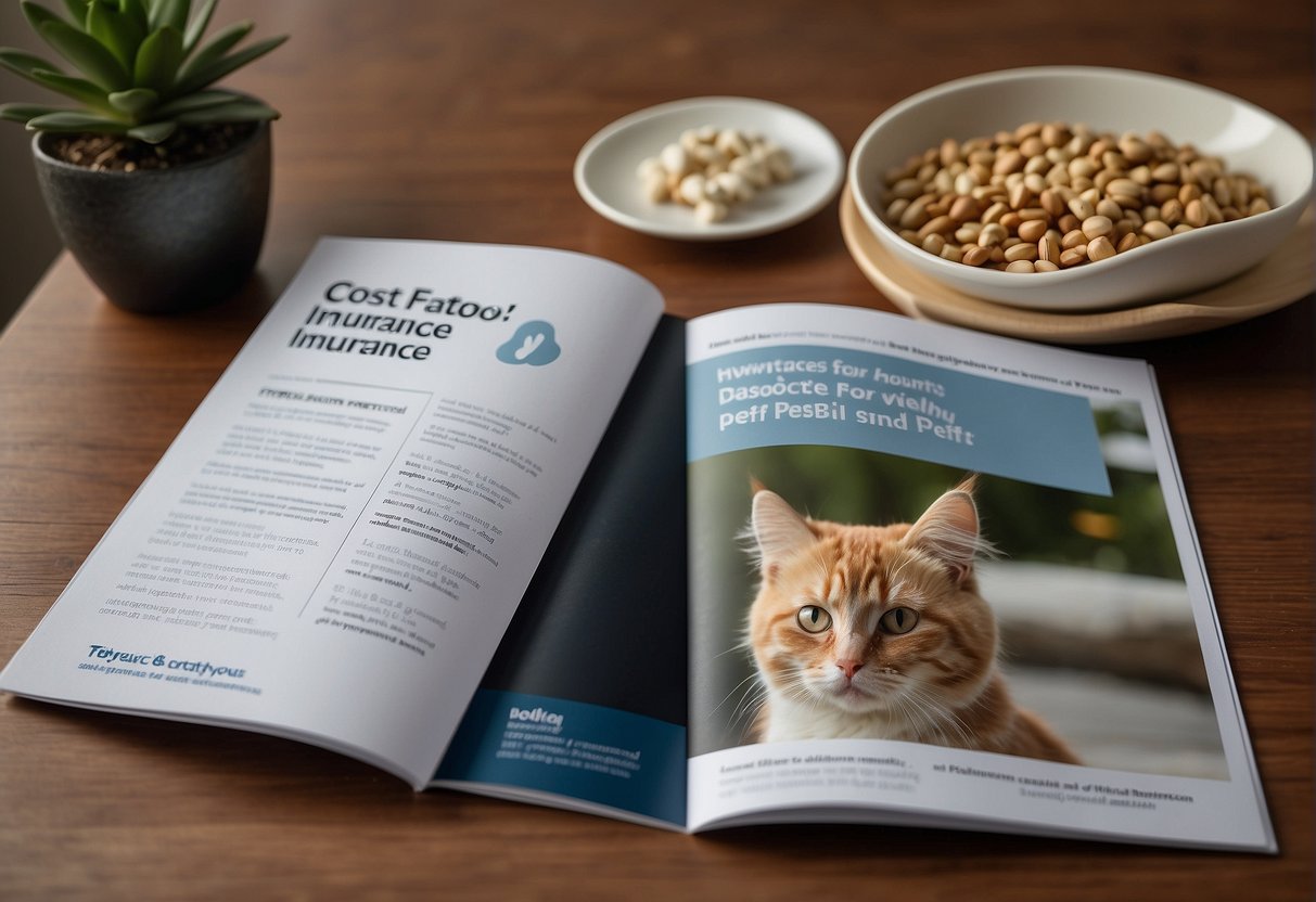 A pet insurance brochure with a bold headline "Cost Factors for Pet Insurance" and a question "How much does pet insurance cost in Australia?" surrounded by images of different pets